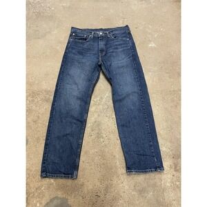 Levis 505 Jeans Mens 36x30 Dark Wash Blue Regular Fit Straight Leg Zip Fly Denim